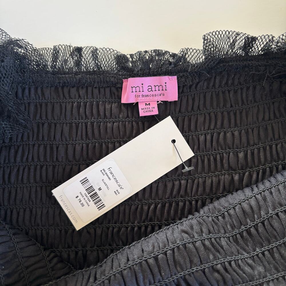 Francesca’s MiAmi Sandra Romantic Black Lace Tulle Midi Dress Women’s Medium NWT - Picture 3 of 8